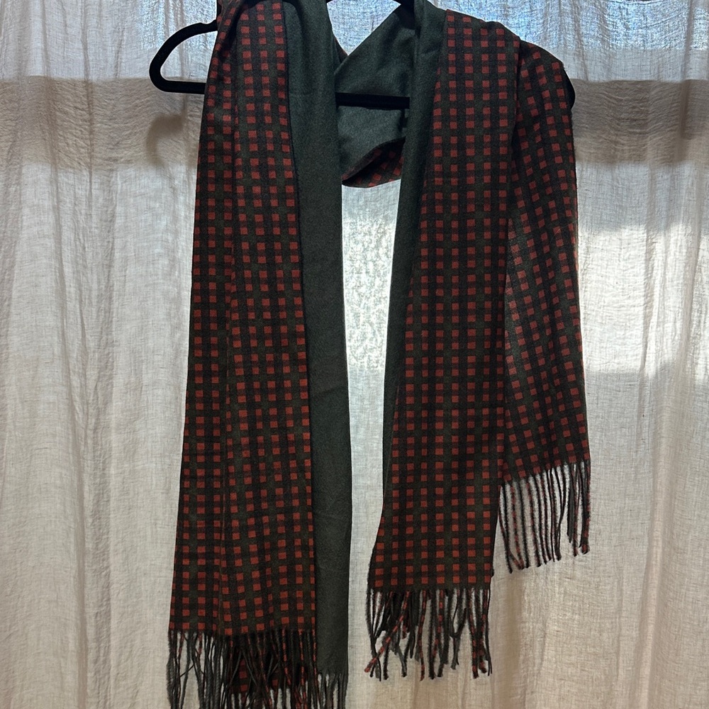Pretty Persuasions Plaid Scarf in orange and green